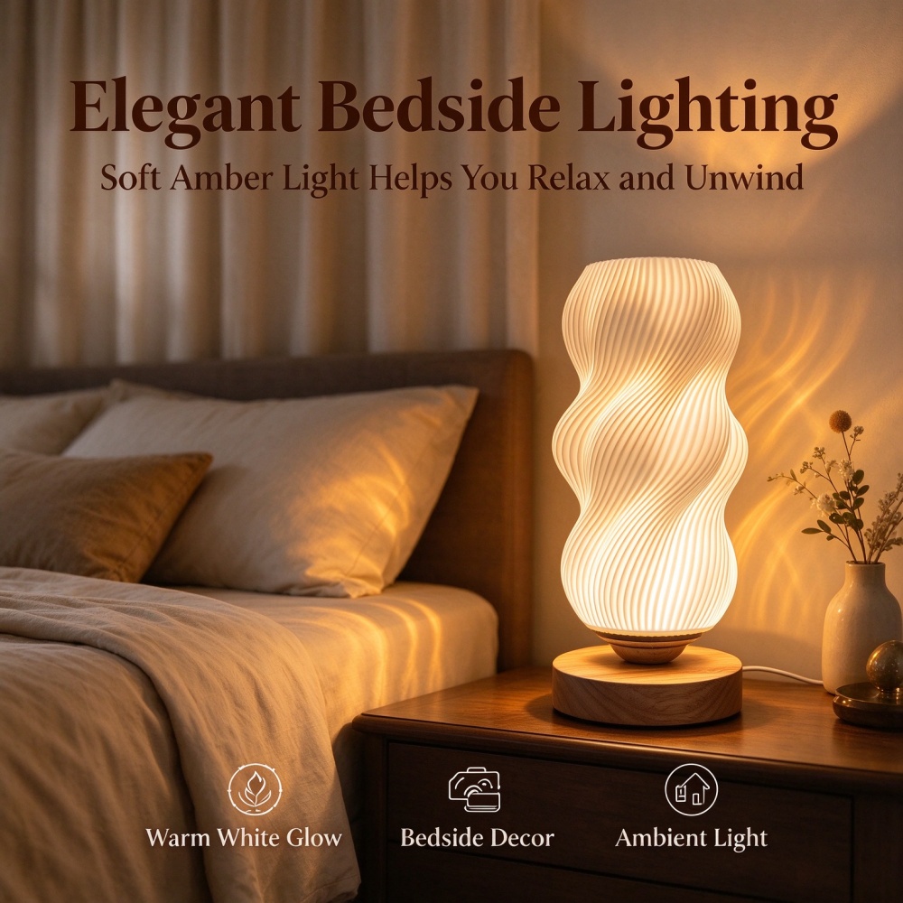 3D Printed Wave Texture Night  - Lighting Decor Bedroom 评论和价格