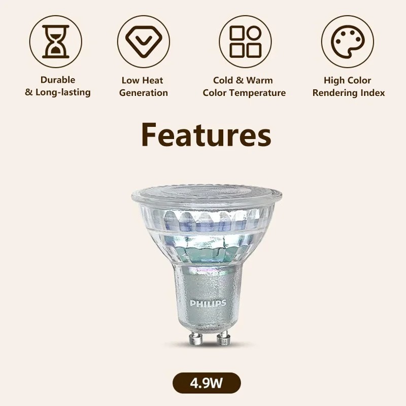 Philips GU10 PAR16 Essential C - Philips Bulb Led Classic 评论和价格